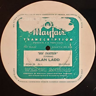 Alan Ladd Box 13 radio show transcription